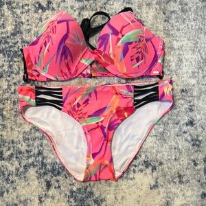 PINK Victoria's Secret Pink and Orange Bikini Set